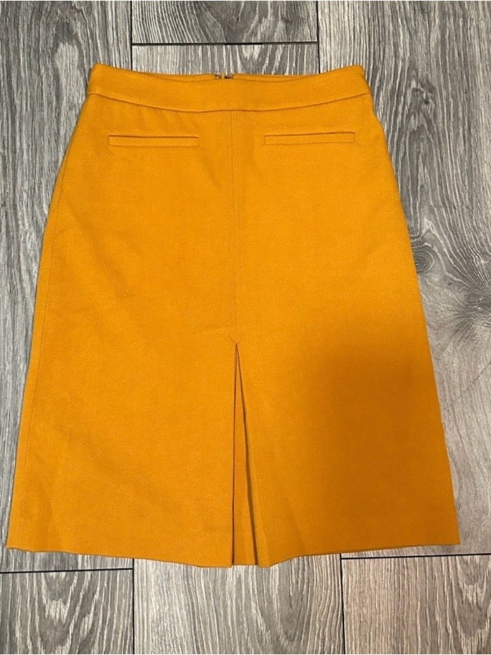 LOFT Mustard A-Line Midi Skirt with Front Vent